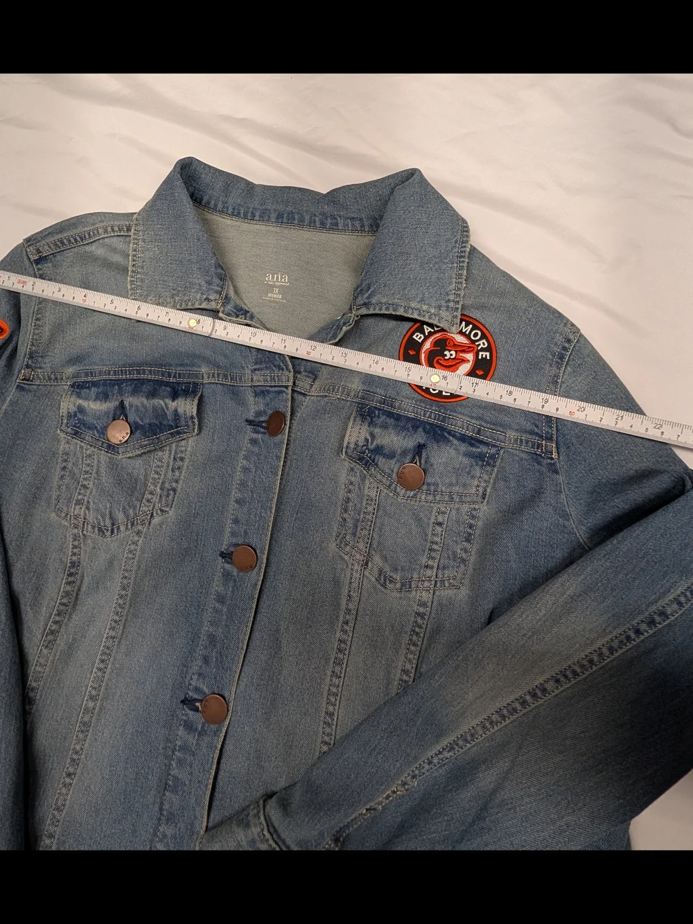 Baltimore Orioles Denim Jacket MLB Jean Coat Women 1X - Picture 7 of 7